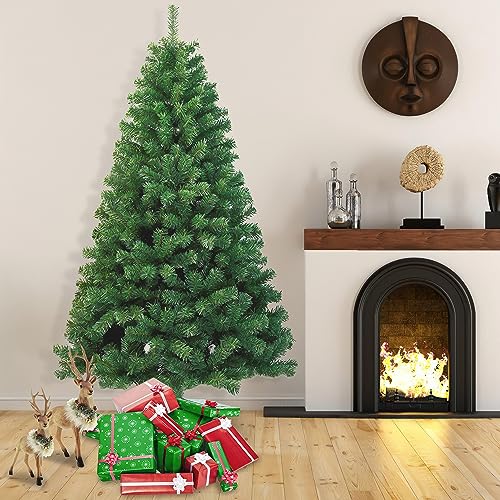 Jopassy Sapin de Noël artificiel 120 cm - En plastique - 200 pointes - Montage rapide - Résistant au feu - Avec support pour sapin de Noël - Vert