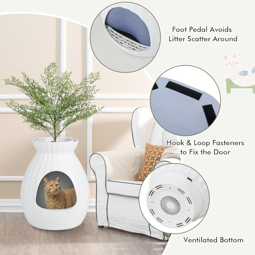 Caja de arena para gatos con planta blanca PETSITE miniatura 5