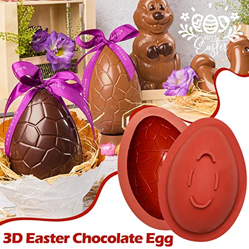 Webake Ostern Ei Silikonform Osterei Schokoladenform Silikon Dinosaurier Groß Eierform 2 Stück 3D Ostereier Backform Pralinenform mit 1 Hammer für Osterdekorationen, Süßigkeiten, Kuchen