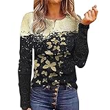 Tunika aus Spitze mit langen Ärmeln und Rundhalsausschnitt für Frauen, T-Shirt, Leichter, bedruckt, Baumwolle und Leinen, Baggy, Tops, lässig, Oversize Bluse, All-Match, Tunika, Oberteil, U-005, 36