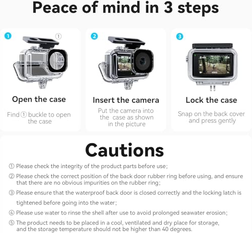 Image of TELESIN Waterproof Case for DJI Action 5 /4 /3 Camera Accessories, with Anti-Fog Underwater Housing Shell Cage Supports 45M /148FT Deep Diving Scuba Snorkeling Swimming with Quick Release Screw.