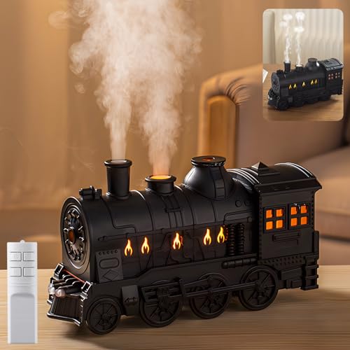 Holwim Retro Train Diffuser 300ml Essential Oil Diffuser - Cool Mist Humidifier with Night Light Aromatherapy Diffuser for Home Bedroom Desk
