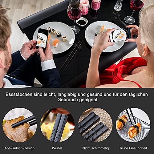 Essstäbchen Set TaimeiMao mit 5 Paar Aluminium-Essstäbchen