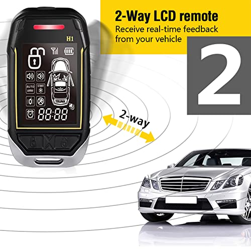 Acteam 2 Way Car Security With Remote Start Car Alarm System With Big Lcd Display Remote Starter Turbo Timer Mode Shock Warning 1500M Long Remote Range Dc12V thumb #1