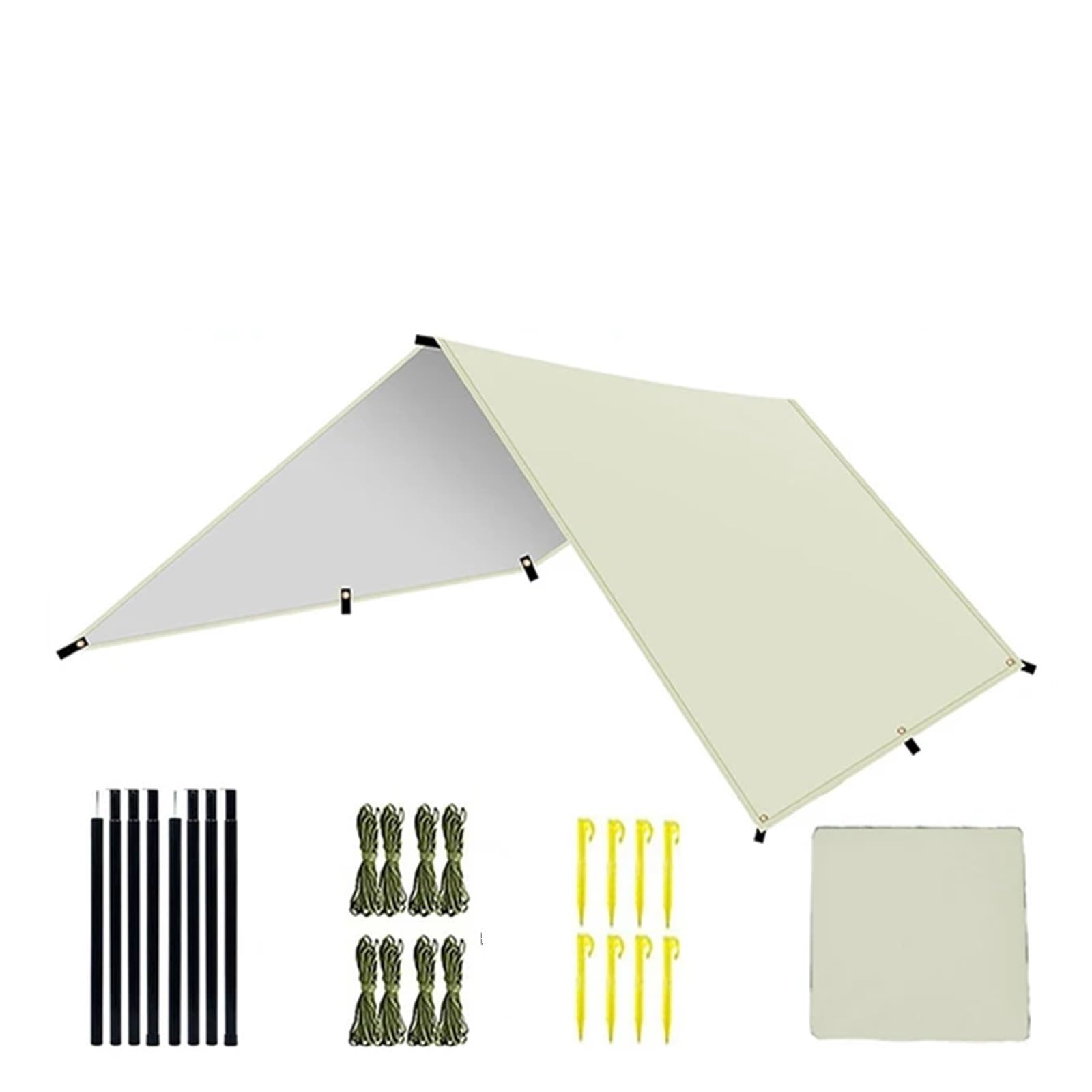 Tent tarp Camping Tarp Waterproof Portable Multifunctional Outdoor Traveling Awning(Beige,3 * 5M)