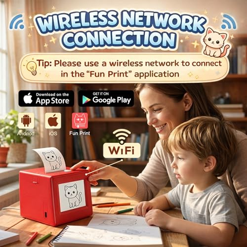 Image of AI Smart Voice Sticker Printer Box, Smart Thermal Sticker Printer with Voice Control & Display, Inkless Portable Mini Printer for DIY, Study & Creative Fun, Includes 5 Rolls of Paper