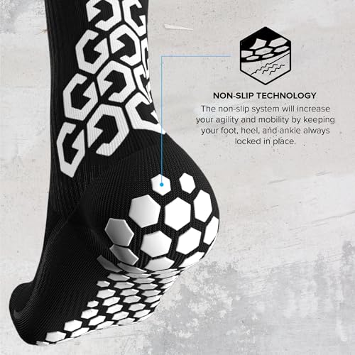 SENDA Gravity Performance Grip Socks with Non-Slip Technology, Soccer, Running, Basketball, Unisex, Crew Length, 03