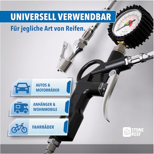 Reifenfüller mit Manometer Druckluftpistole für Kompressor – Ansicht 4
