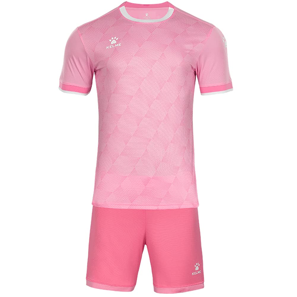 [ケルメ] サッカーユニフォーム メンズ サッカーウェア 上下セット サッカー・フットサルウェア Tシャツ&パンツ (ピンク,3XL)