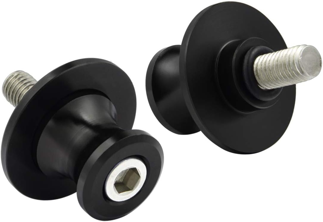 PBYMT 2pcs 8MM M8 X1.5 Motorcycle Swing Arm Spools Sliders CNC Swingarm Stand Screw Compatible for Ducati Triumph Kawasaki BMW Suzuki Honda (Black) : Automotive