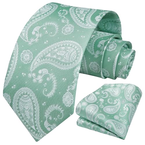 Image of HISDERN Ties for Men Paisley Floral Tie Handkerchief Classic Woven Business Formal Necktie and Pocket Square Set Wedding