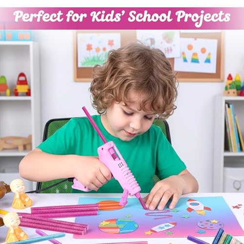 Image of GLUN 10 Piece Glitter Glue Sticks Pink Sparkles, 7mm x 6 Inch, Smooth Flow Adhesive for Office, School & Craft Projects