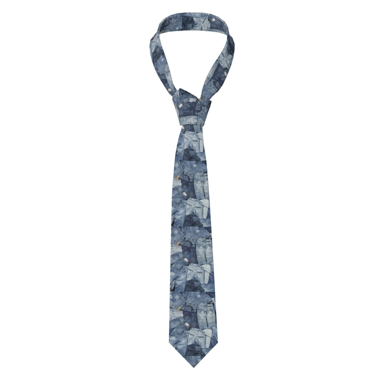 IFHSIGoe Corbata de cuello para hombre, con fondo de vaqueros, para fiesta, boda, negocios, formal, gran regalo para hombres, Como se muestra en la imagen, Taille unique