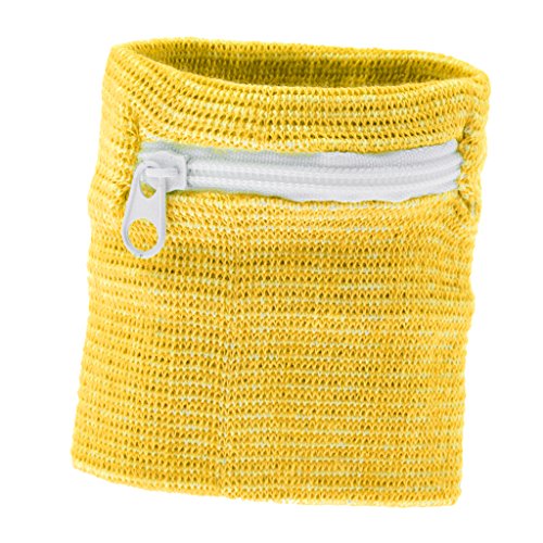 LEIPUPA Unissex Esportes Basquete Ciclismo Corrida Pulseira Zipper Pocket Sweatband - Amarelo