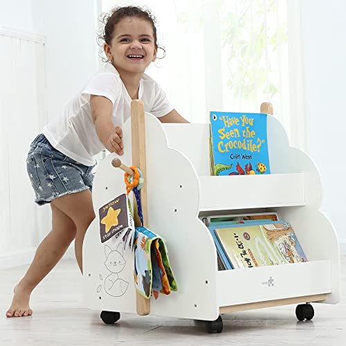 labebe-Scaffale-Basso-Scaffale-Bianco-di-Legno-con-Piccolo-Uccello-per-Bambini-Oltre-1-Anno-2-in-1-Scaffale-Moderno-con-Ruote-Doppio-Uso-Come-Carrello-e-Scatola-Giocattolo-Scaffale-Legno-Bianco