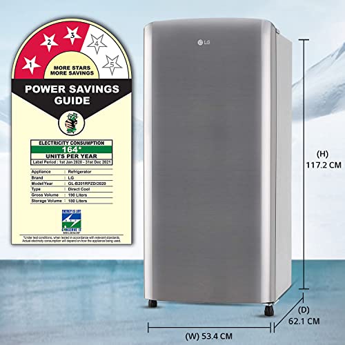 Image of LG 190 L 3 Star Direct-Cool Single Door Refrigerator (GL-B201RPZD, Shiny Steel, Moist 'N' Fresh), Free 1 Year Extended warranty