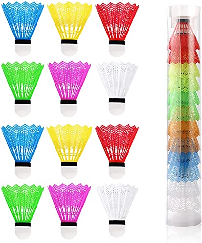 Voarge 12Pcs Nylon Badminton with Great Stability and Durability Shuttlecocks for Indoor Outdoor Sports Fitness Game Assorted Colors Random Color
