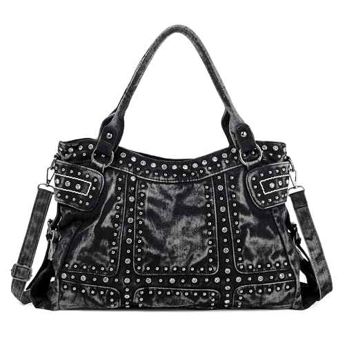 iPinee Designer Denim Handbags for Women Hobo Tote Bag Crossbody Denim Purses Blue Jean Shoulder Bag (IP-A7)