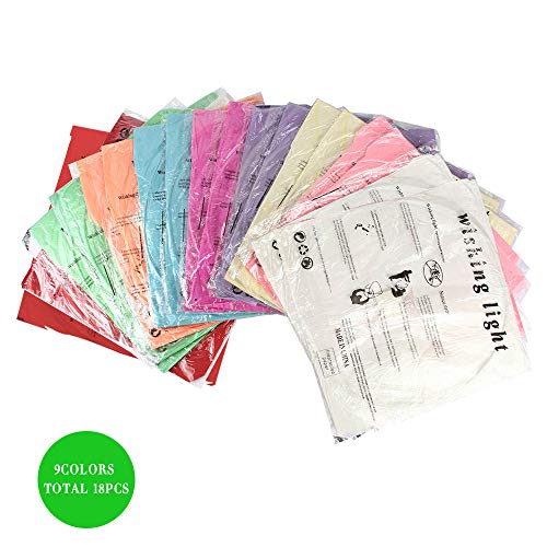 Paper Lanterns, 18pcs 100% Biodegradable Chinese Sky Lanterns, Wishing Lanterns for Weddings, Parties, New Year, Celebrations, Commemorative Ceremonies