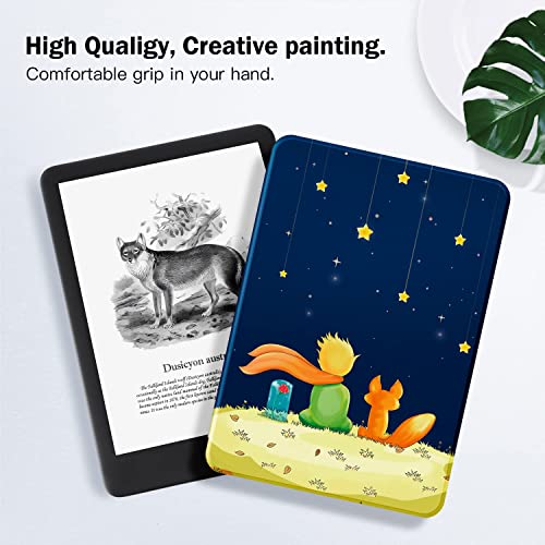 OLAIKE Funda Delgada para 6,8" Kindle Paperwhite 11ª Generación 2021 y Signature Edition (Modelo: M2L3EK/M2L4EK) - Funda de Piel Sintética con Auto Wake/Sleep, El Niño y el Zorro