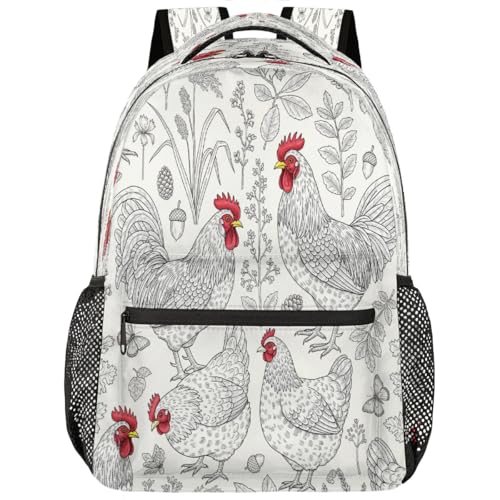 Mochila escolar ligera Farm Rooster con capacidad para portátil de 15.6 pulgadas