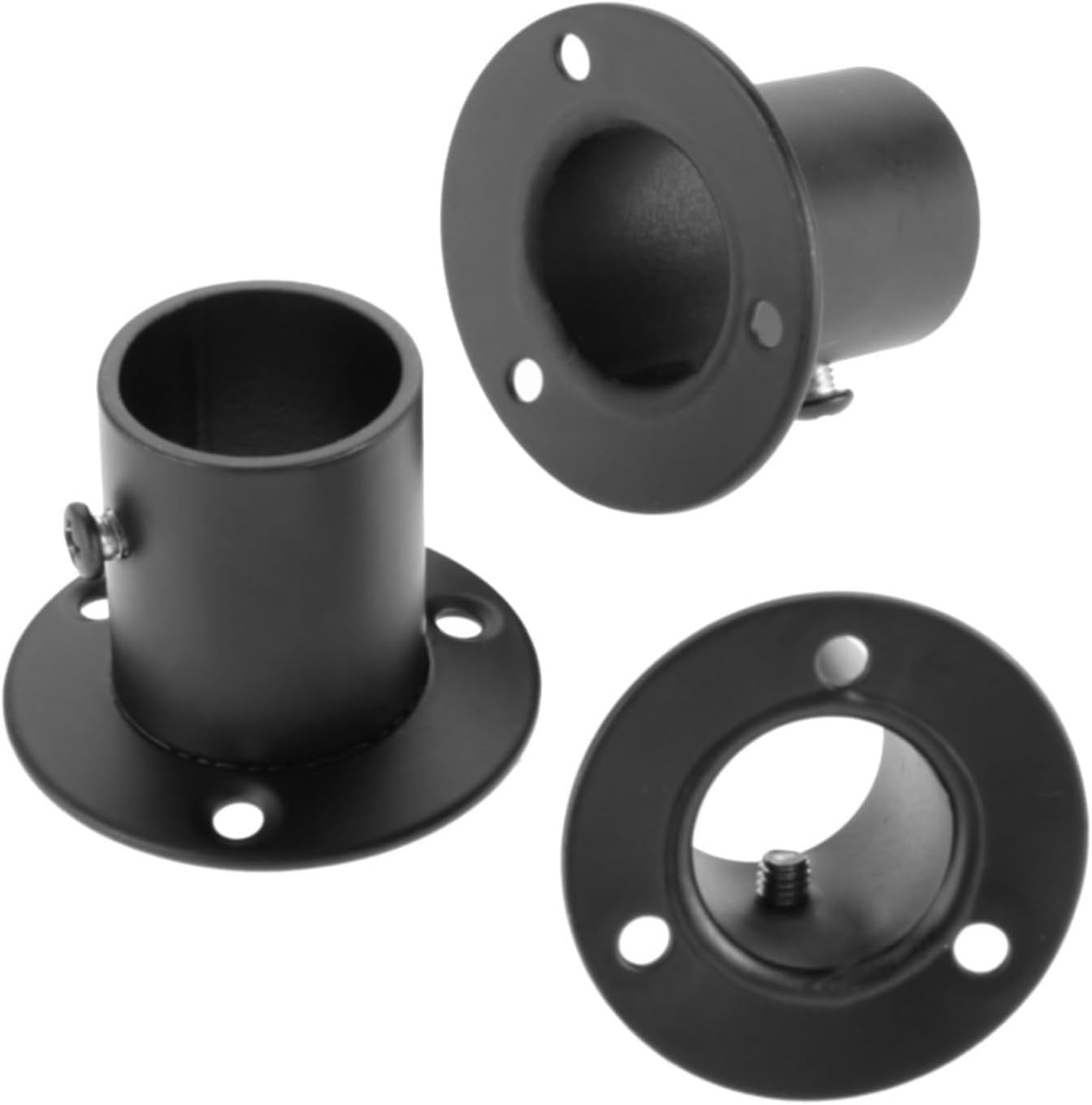 Ugzpwqlnx 25Mm Stainless Steel Pole Socket Flange Rod, Wardrobe Stainless Steel Pole Sockets/Flange Rod Holders 2 Pcs Black For /32Mm Tubes(25Mm)