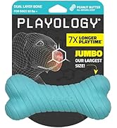 Playology Dual Layer Bone | Engaging All Natural Peanut Butter Scented Dog Toy, Jumbo Size | Blue...