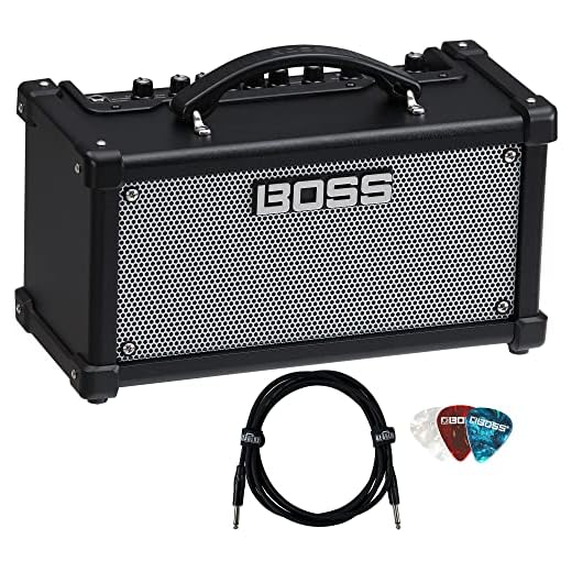 Boss Dual Cube LX 2 x 4-inch 10-watt Portable Guitar Combo Amplifier Bundle with Instrument Cable and Picks