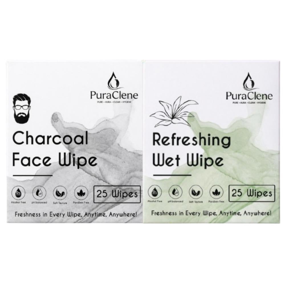 Refreshing Charcoal & Jasmine Wet Wipes Combo Pack for Men & Women | Alcohol-Free, Paraben-Free, Ph Balanced Facial & Body Wipes | Enriched With Aloe Vera, Vitamin E | 2 Packs, 25 Wipes Each-image-32