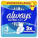 Always Ultra Damenbinden Long Plus (Größe 3) mit Flügeln 84 Stück, Super Saugfähig Und Ultra Dünn, für Die Periode
