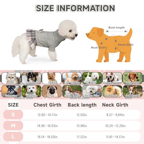 YUDODO-Dog-Sweater-Dress-for-Small-Dogs-with-Bowtie-Turtleneck-Knitted-Dog-Dress-Pet-Dog-Winter-Clothes-Warm-Sweater-for-Yorkies-Chihuahua-Large-Grey YUDODO Dog Sweater Dress for Small Dogs with Bowtie Turtleneck Knitted Dog Dress Pet Dog Winter Clothes Warm Sweater for Yorkies Chihuahua Large Grey
