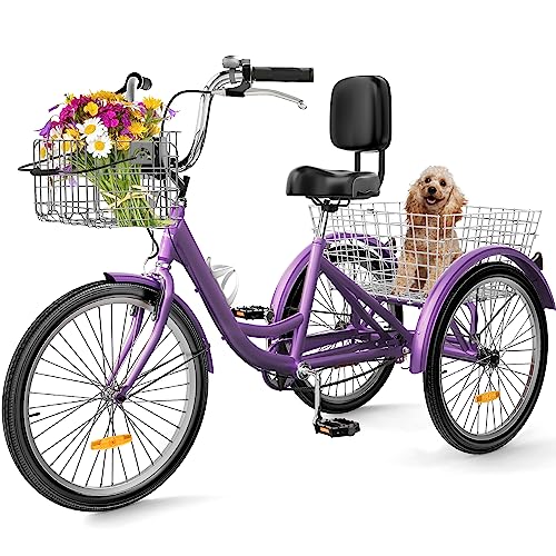 YITAHOME Adult Tricycle Violet Purple 24" wheel/1 speed