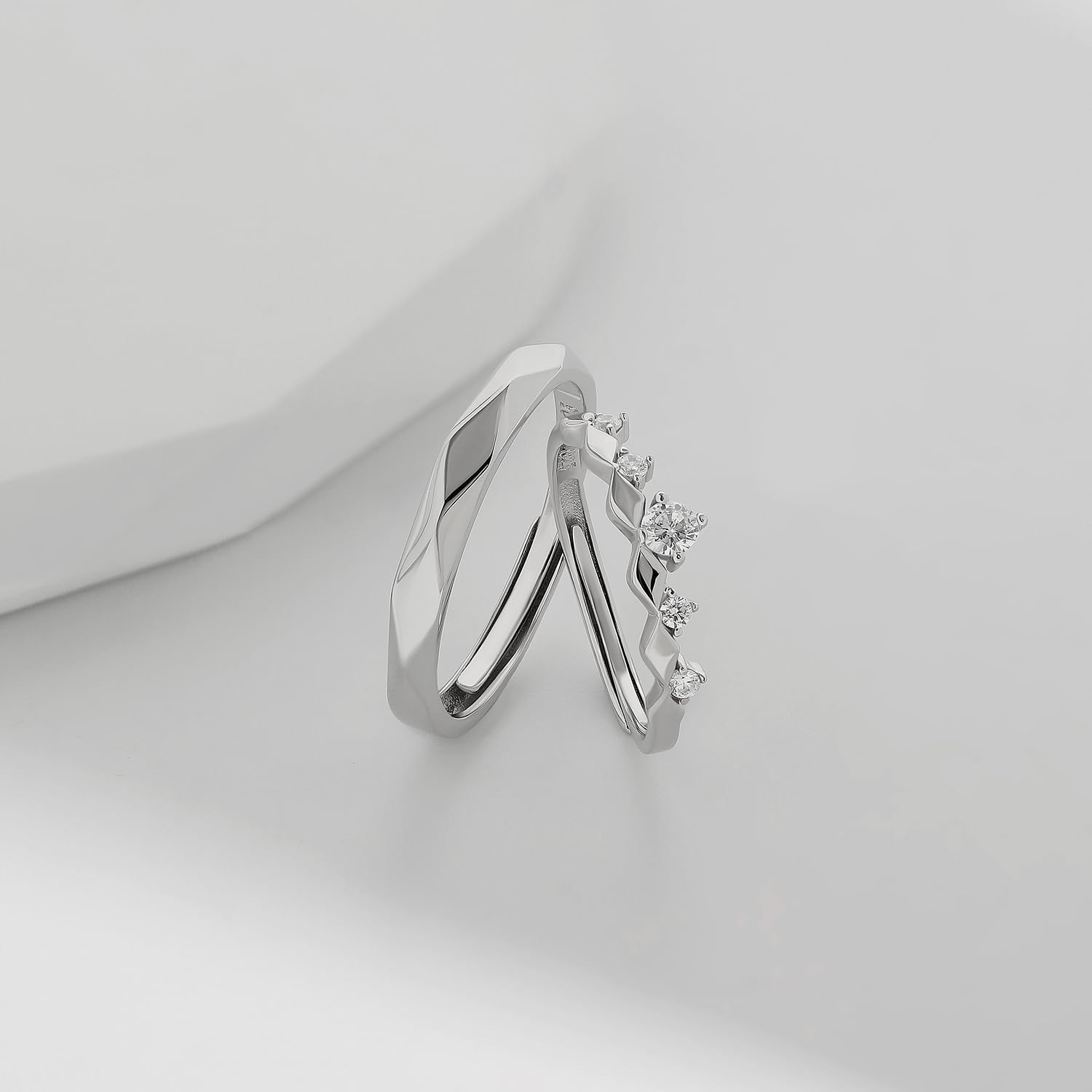 Meissa Juego de Anillos a Juego de Plata de Ley para Hombres y Mujeres, Anillos de Compromiso, Promesa y Boda con Banda de Diamante de Corte Princesa