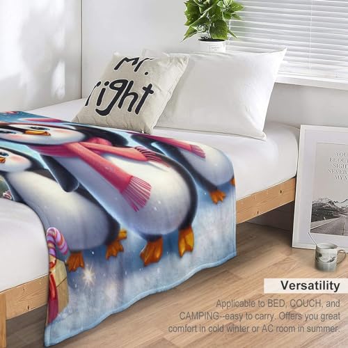 Couverture pingouin douce grand format lavable pour lit et canapé