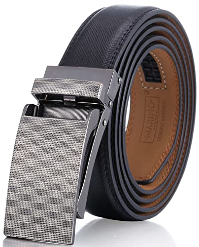 Image of Marino Avenue Ratchet Belt for Men. Adjustable Leather Dress Belt with 38 Easy to Click Into Place Ratchet Closures.