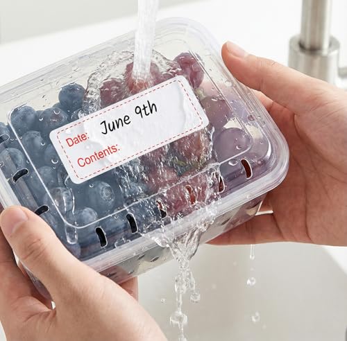 Qianyu 300 Stück Gefrieretiketten zum Beschriften 25 x 75 mm Wasserfeste Küchenetiketten Ablösbar Sticker Ohne Rückstände Entfernbare Aufkleber für Lebensmittelbehälter Gefrierdosen Marmelade Gläser