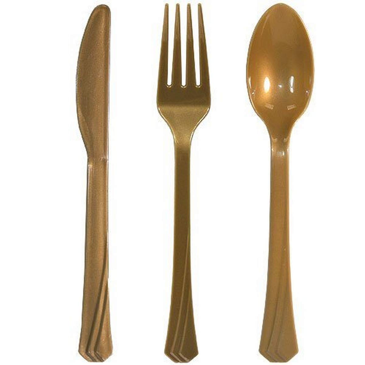 Hanna K SignatureK. Collection Plastic Combo Pack | Gold | Pack of 24 Cutlery, 24 count