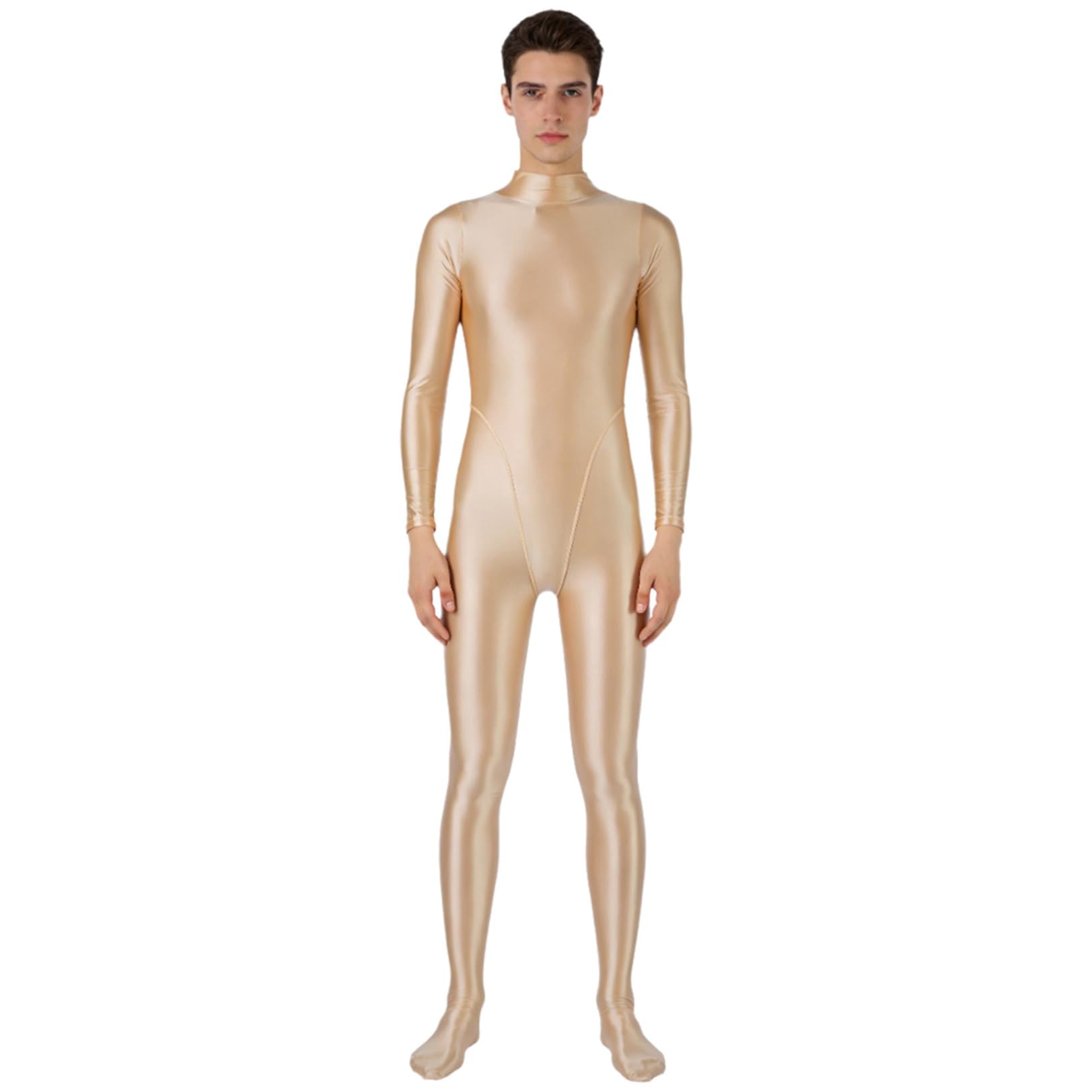 renvena Mono brillante de una pieza para hombre, de nailon, Zentai, yoga, fitness, ropa deportiva