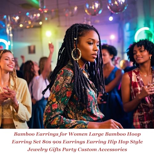 Bamboo Earrings for Women Large Bamboo Hoop Earring Set 80s 90s Earrings Earring Hip Hop Style Jewelry Gifts Party Custom Accessories3