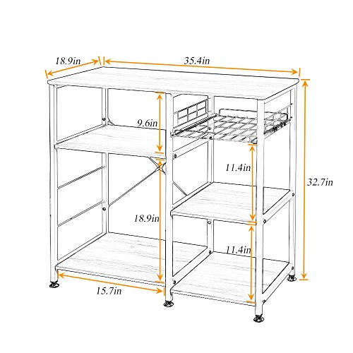 SogesHome 3-Tier Microwave Stand Cart with Storage and Drawer Kitchen Baker's Rack Workstation Shelf Black, SH-W5s-BK