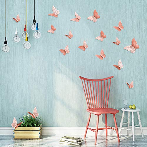 36 Stück 3D Schmetterling Wandaufkleber, 3 Arten Dekoration Schmetterling Deko Wand Wandsticker für Zuhause, Badezimmer, Party Dekoration(8/10/12cm)