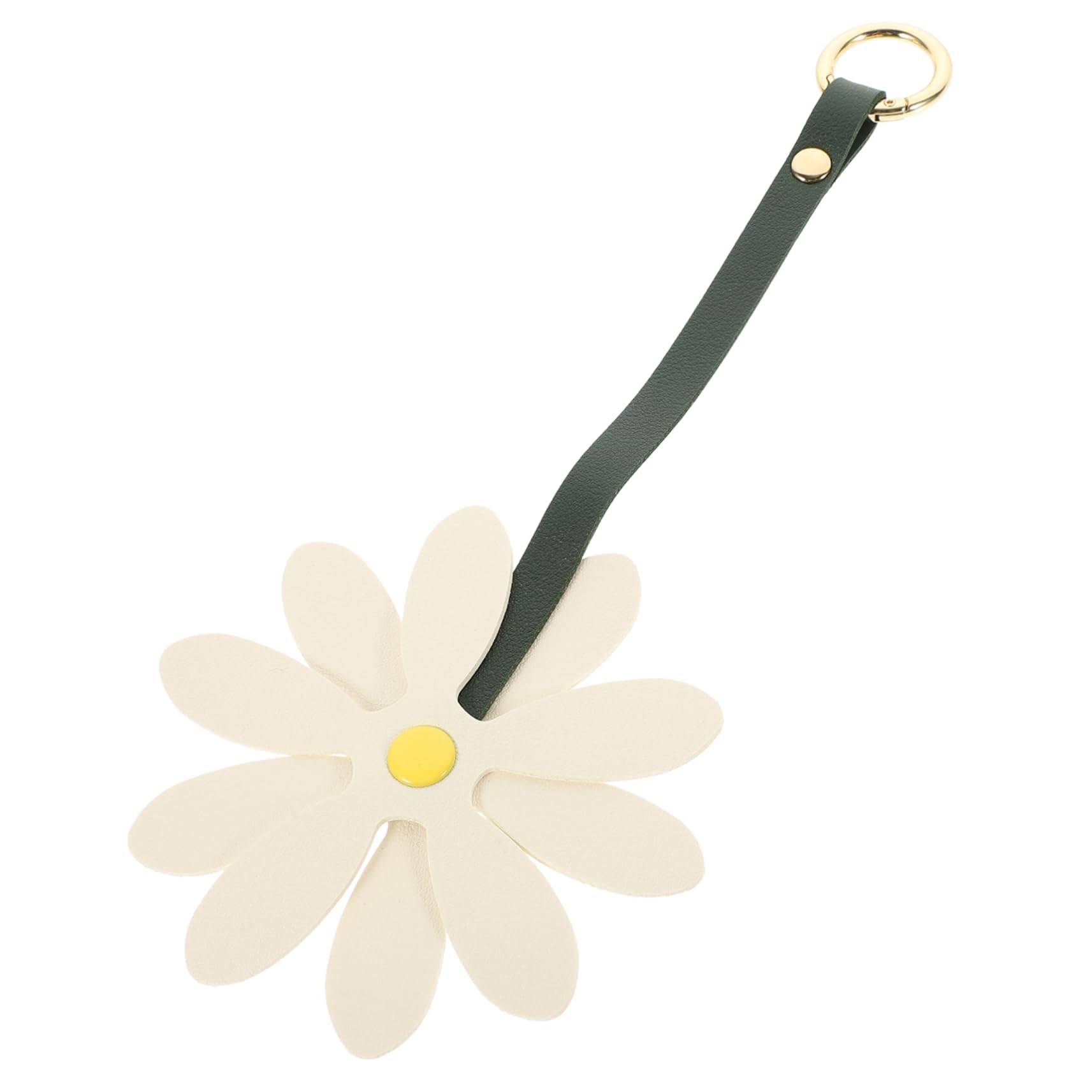 Veemoon portachiavi margherita Pendente a borsa arredamento Pendente portachiavi Carino chiave ciondolo portachiavi keyring di fiori per le donne pelle sintetica bianca