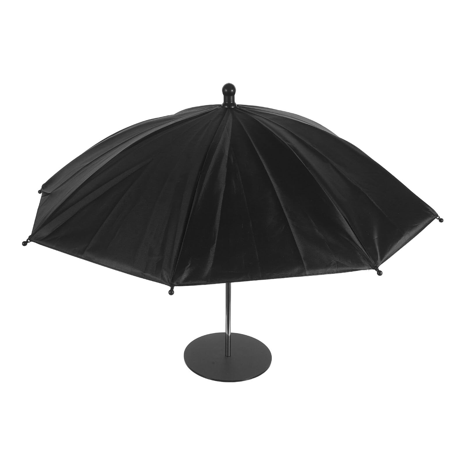 HOUDERCO Mini Sun Shade Umbrella with Windproof Iron Base and Black Cloth Canopy, Compact and Portable Protection for Drinks and Phones, for Tabletop and Poolsides Use, 50cm/19.69 Inch