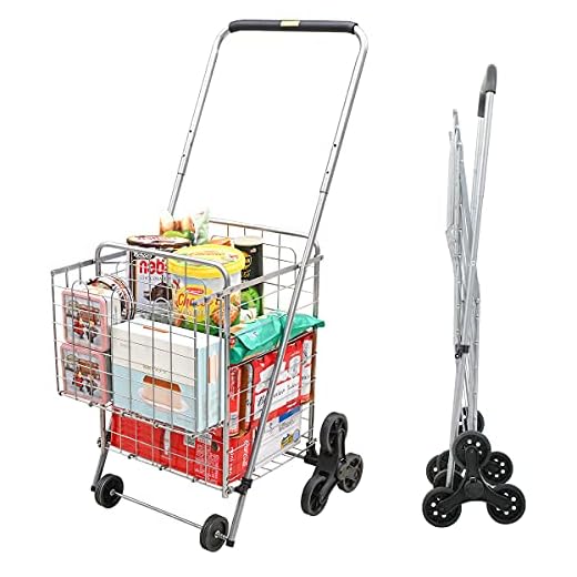 Supenice Grocery Shopping Cart with Wheels Deluxe Stair Climber Utility Cart Easily Collapsible Cart with Tri-Wheels, 66 LBS Capacity, Extended Foam Cover, Trolley for Shopping, Stair, Laundry