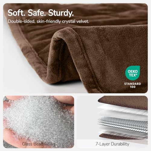 Image of Kaisa Weighted Blanket for Adults 7lbs 41 inch x 53 inch, Soft Heavy Cozy Luxury Crystal Velvet Small Weighted Lap Blanket, All-Season Blanket, Machine Washable, Brown