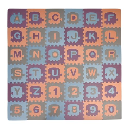 Image of CHILDLIKE BEHAVIOR Premium Baby Play Mat - 36-Piece Interlocking Foam Tiles with Alphabet and Numbers - Educational Puzzle Floor Play Mat for Infants - Enhances Learning and Creativity - 72x72-Inch