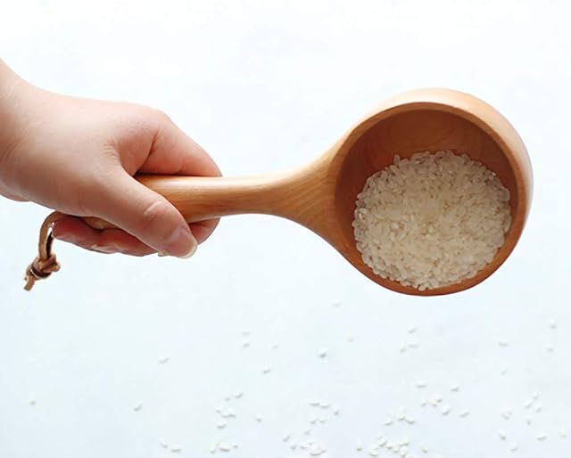Wooden Scoop,URMAGIC Bath Salt Scoop with Hanging Rope,Wooden Kitchen Spoon,Rice Spoon,Wood Water Spoon,Round Serving Soup,Wood Soup Scoop,Honey Coffee Spoon,Canisters Flour Ladles