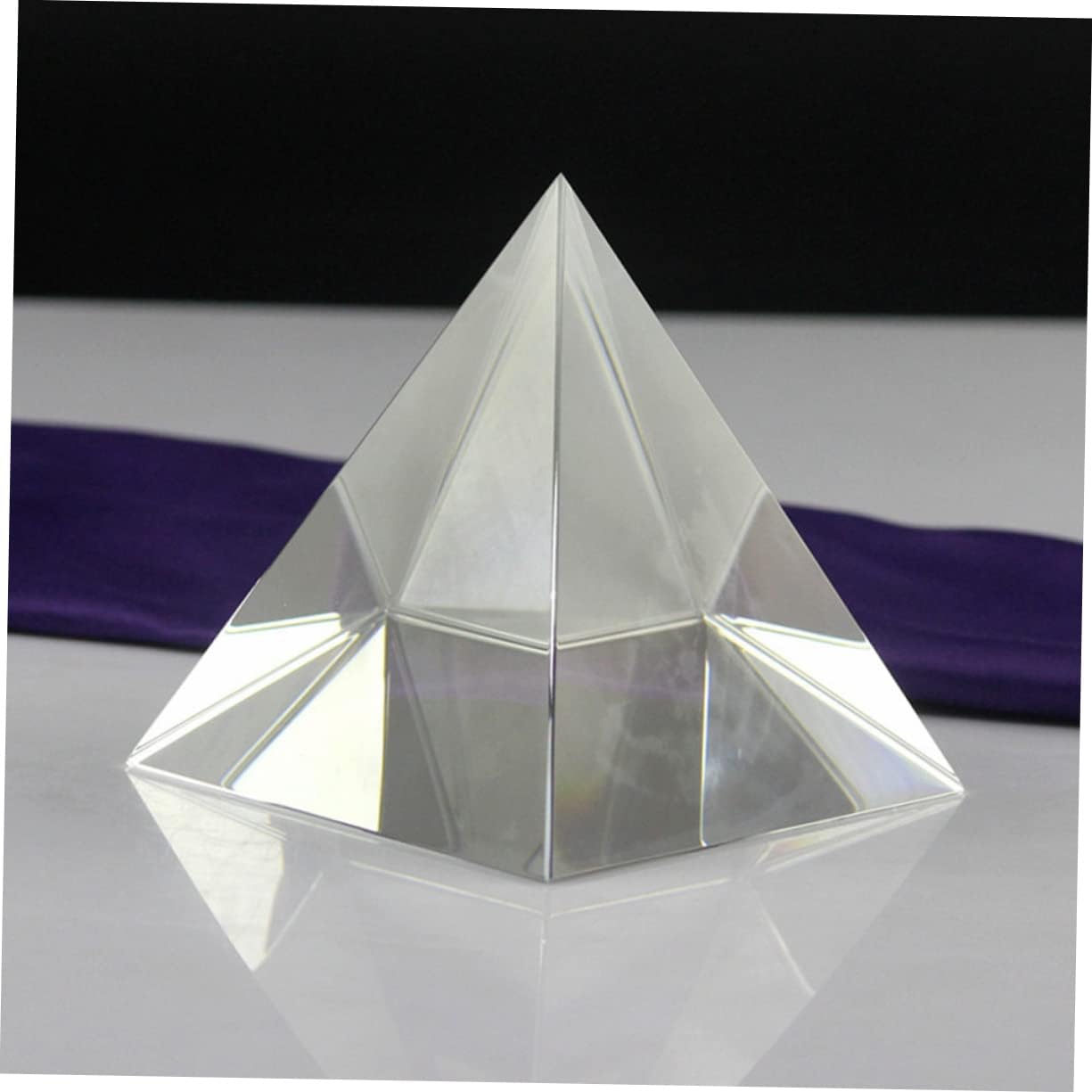 1pc Optical Glass Pyramid Prism Table Decor for Light Refraction and Rainbow Creation for Meditation Science Experiments and Office Decoration