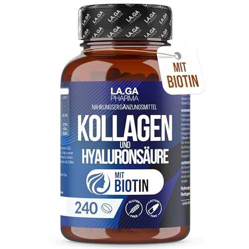 Kollagen Kapseln mit Hyaluron und Biotin – Hochdosierter Kollagen Komplex 2000 mg 240 Tabletten mit Vitamin C, Zink, Selen und Coenzym Q10 für Haut, Haare, Nägel und Gelenke