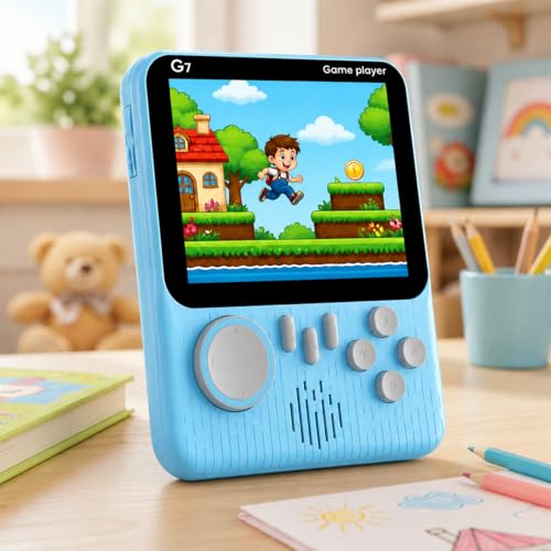 Image of G7 Handheld Retro Game Console for Kids with 3.5 Inch Screen, Ultra Thin Portable Video Game Player with 666 Built-in Games, Rechargeable for Boys & Girls, Travel & Birthday Gift